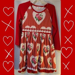 Red Heart and Rose Patterned Dress